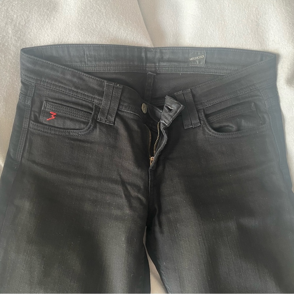 Black Women’s Denim Jeans w Red Contrast Stitching - Low-Rise Slim Fit 26